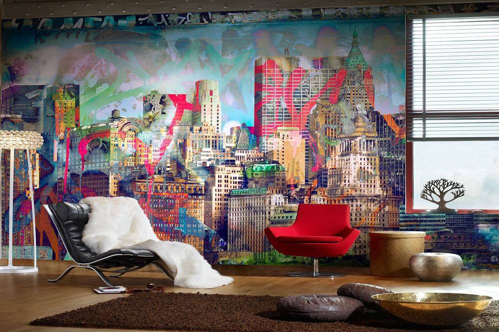 Grafite na decoração - sala conceitual com grafite